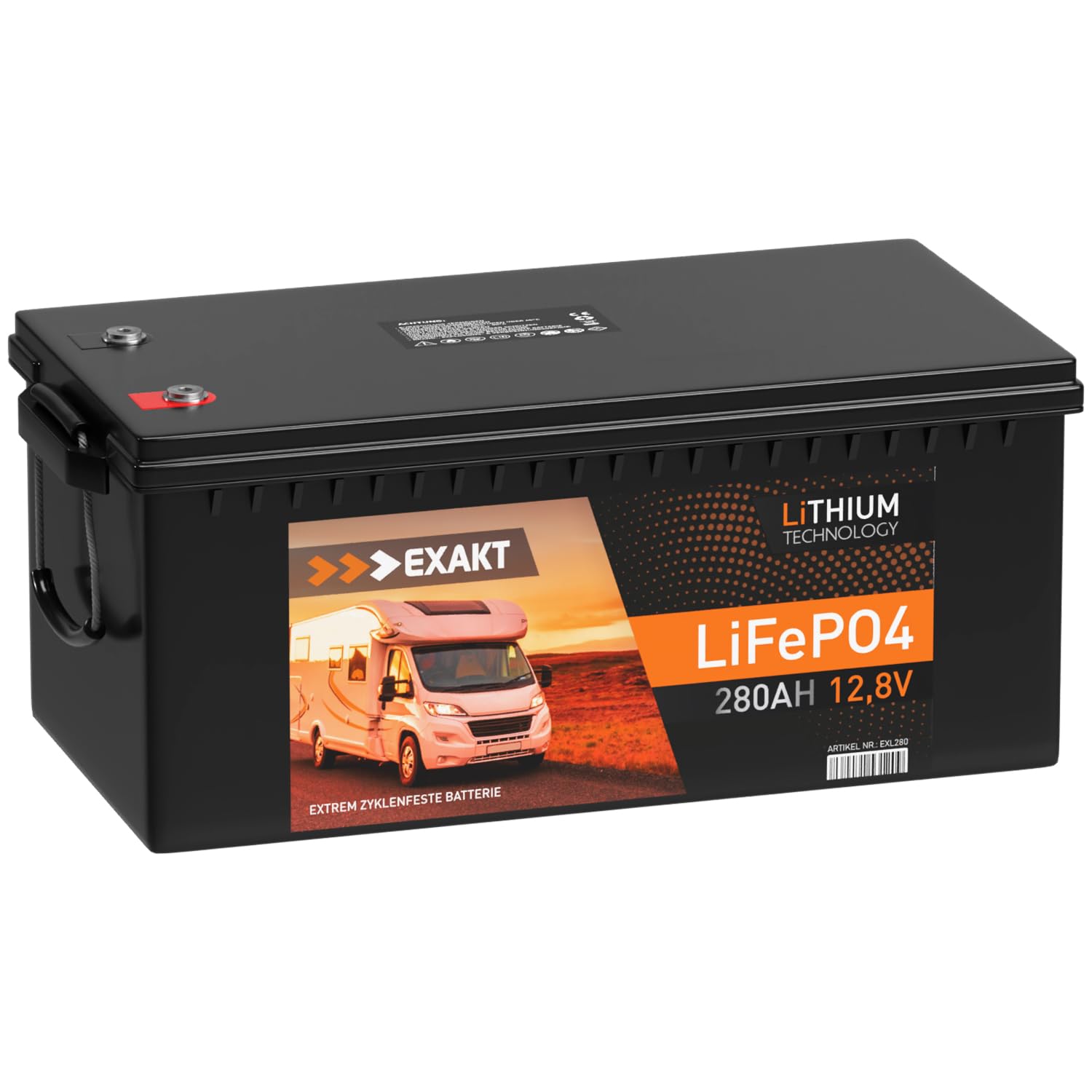 EXAKT LiFePO4 280Ah 12V inkl. BMS Lithium Batterie Solarbatterie Akku Wohnmobil Solar Bootsbatterie USV von Exakt