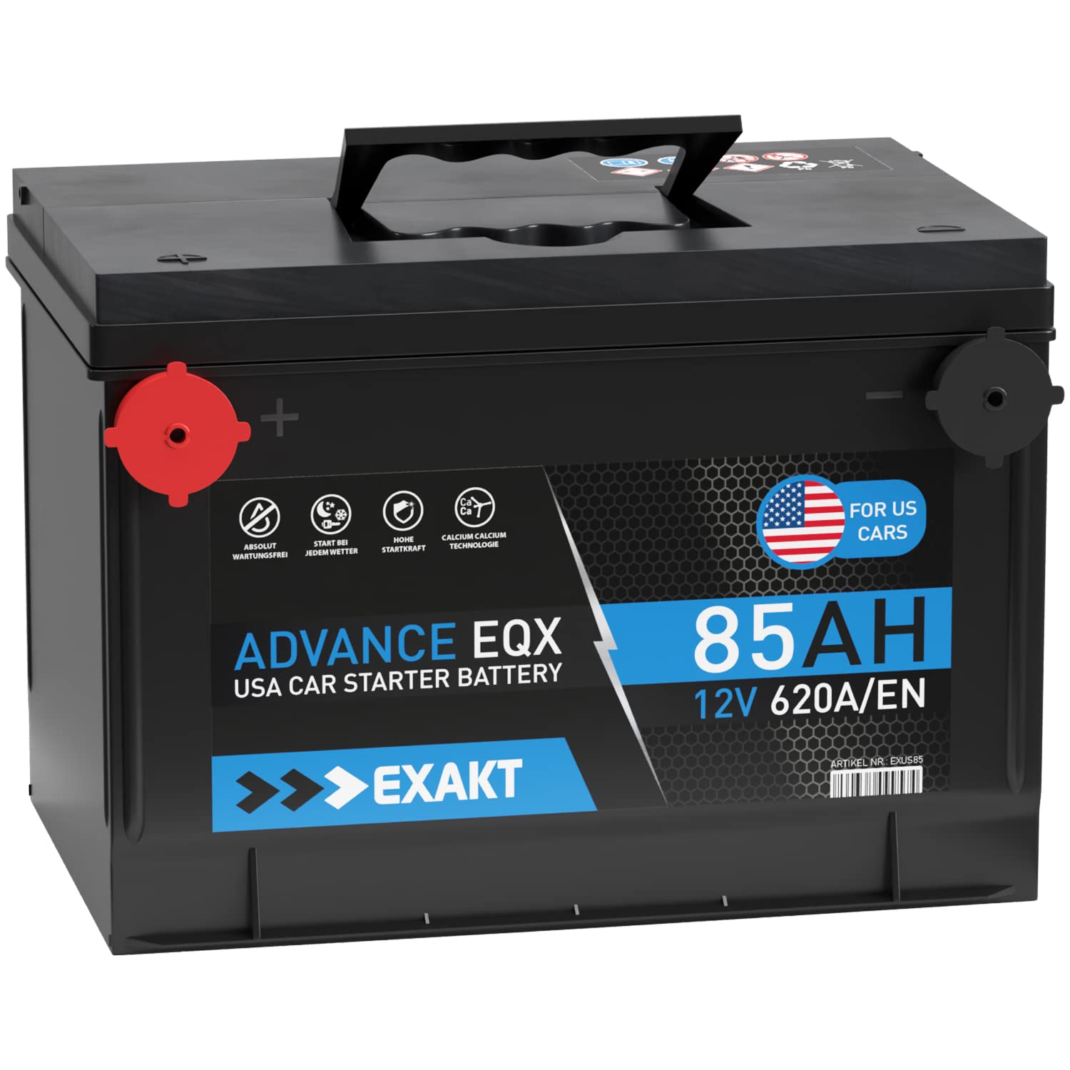 US Autobatterie 85Ah 12V USA Batterie US Car Batterie 80Ah 75Ah 72Ah 70Ah Starterbatterie Gewinde Pole von Exakt