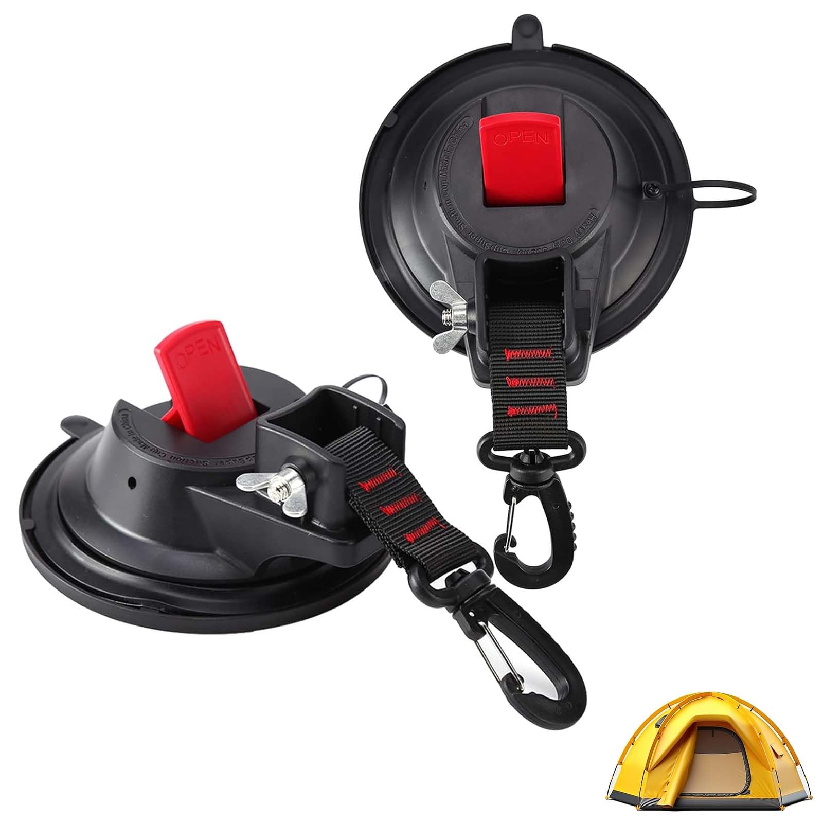 2 Stück Suction Cup Camping, Groß Saugnapf Haken, Saughaken Extra Stark, Multifunctional Suction Cup Anchor, Geeignet Für Camping, Wohnmobil, Heimzelt, Autovorzelt von Exbrith