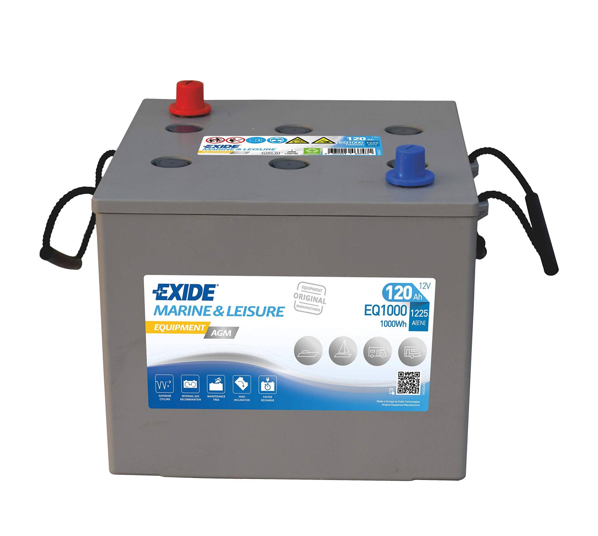 Exide EQ1000 Equipment AGM Versorgungsbatterie 12V 120Ah 1000Wh 1225A von Exide Batteries