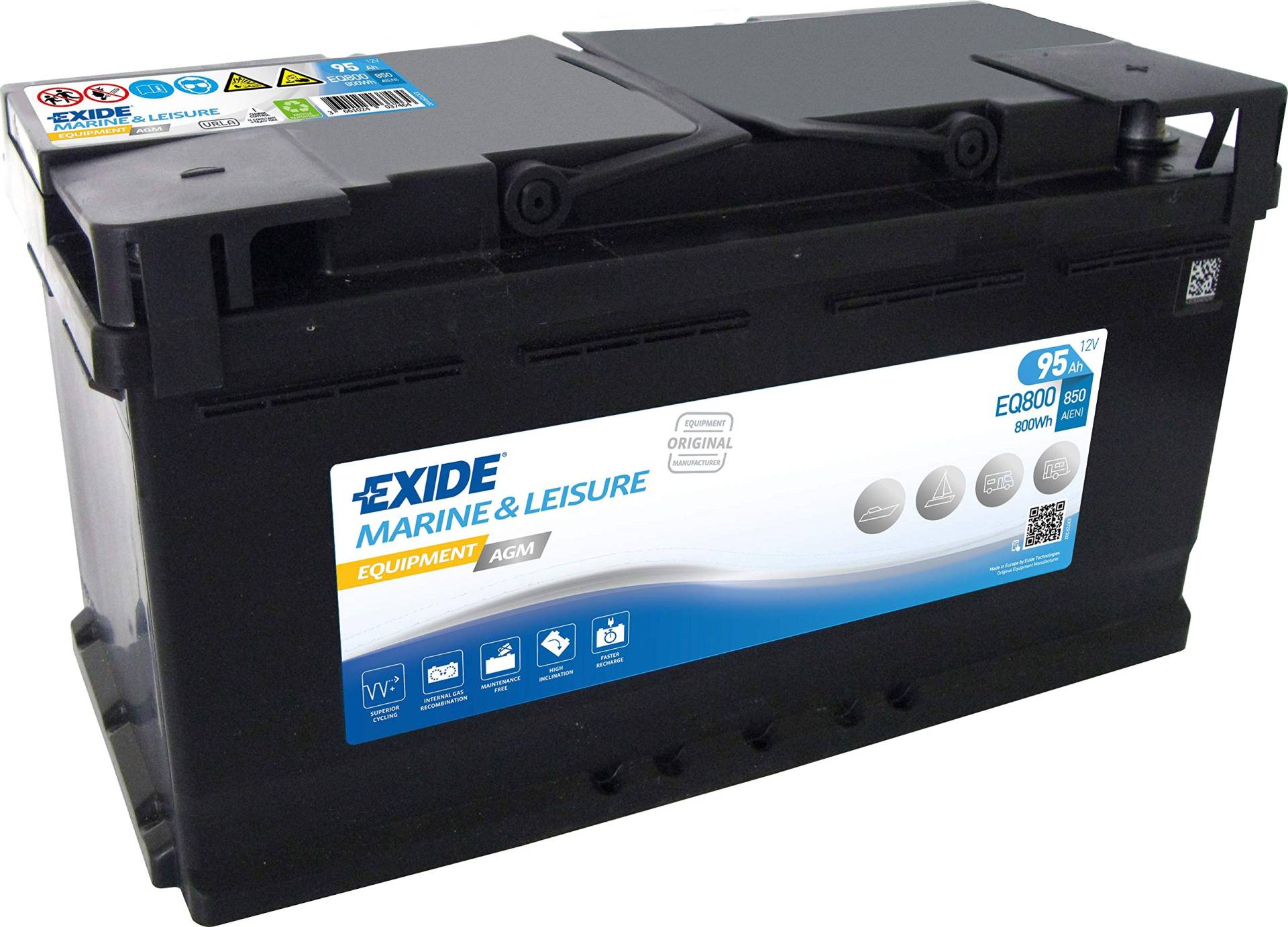 Exide EQ800 Equipment AGM Versorgungsbatterie12V 95Ah 800Wh 850A von Exide Batteries