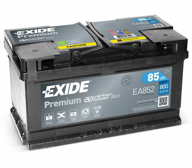 EXIDE Premium Carbon Boost EA852 85Ah 12V 800A Autobatterie (Neues Modell) von EXIDE