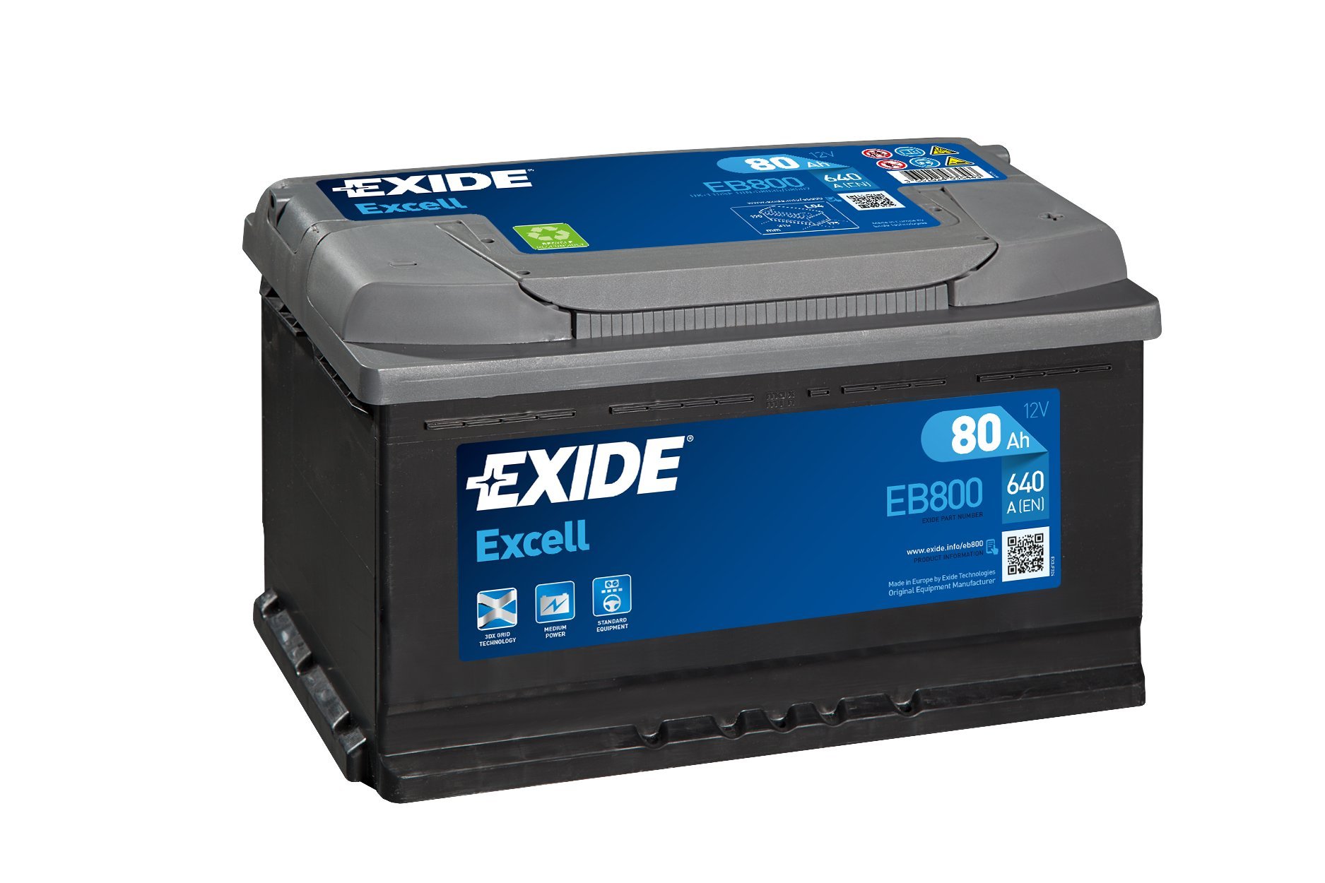 Exide Excell EB740 74Ah Autobatterie wartungsfrei (einbaufertig) von Exide