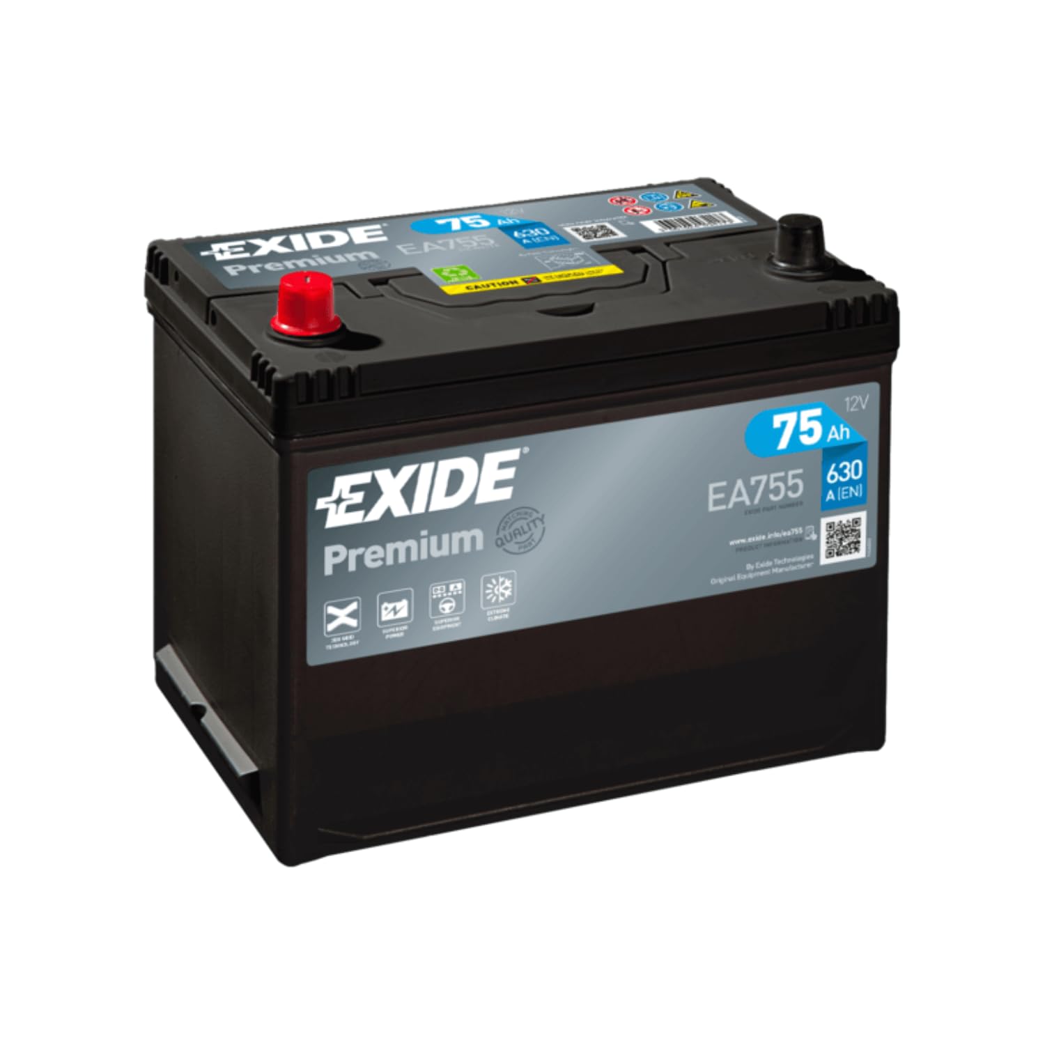 Exide Premium Superior Power EA755 75Ah Autobatterie wartungsfrei (einbaufertig) von Exide