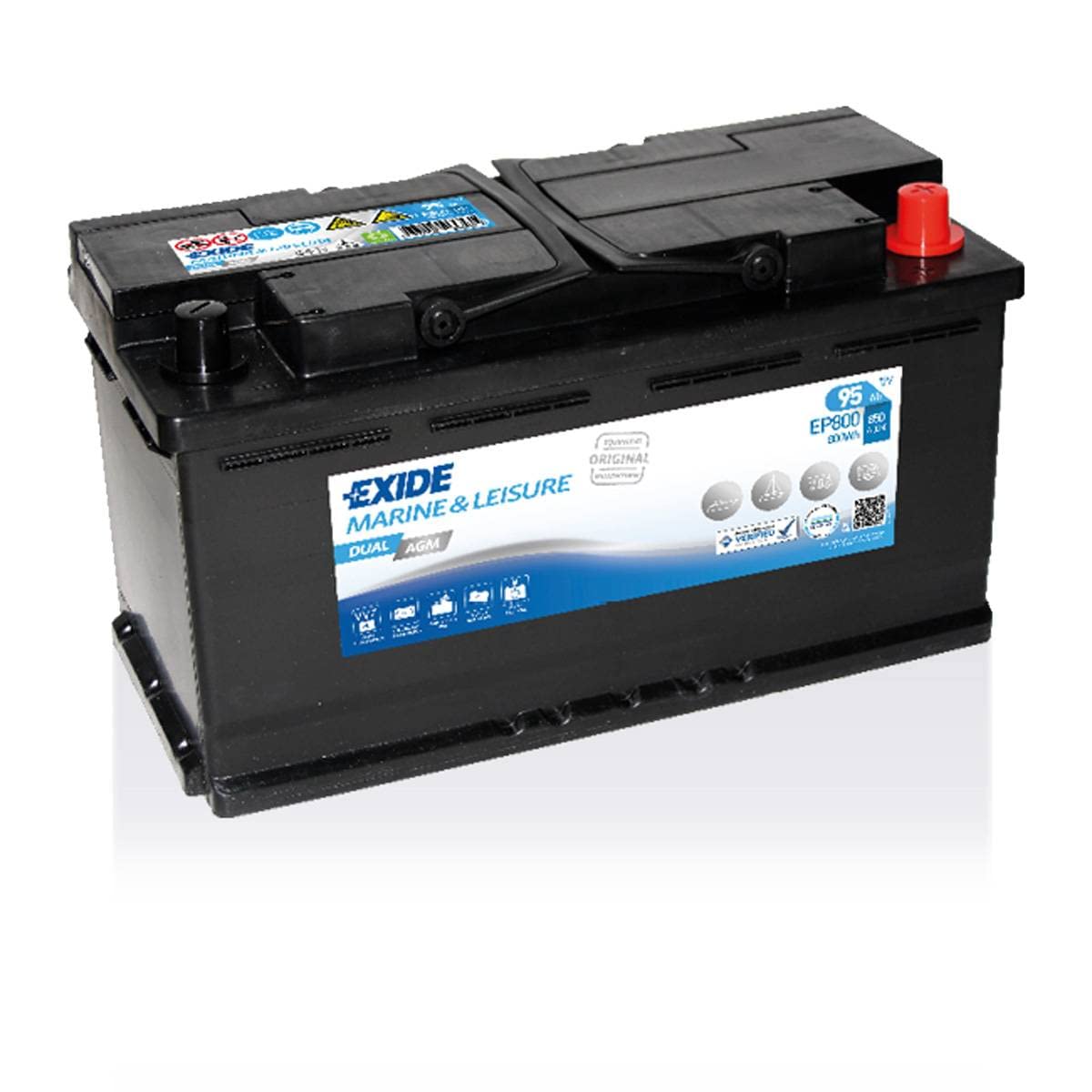 Exide EP800 Dual AGM Starter-Batterie und Versorgungsbatterie 12V 92Ah 800Wh 850A von Exide Batteries