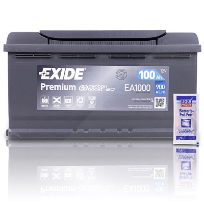 Exide EA1000 Premium CarbonBoost 100Ah 900A+10g Pol-Fett [Hersteller-Nr. EA1000] für Alfa Romeo, Alpina, Aston Martin, Audi, Bentley, BMW, Bugatti, Bu von Exide