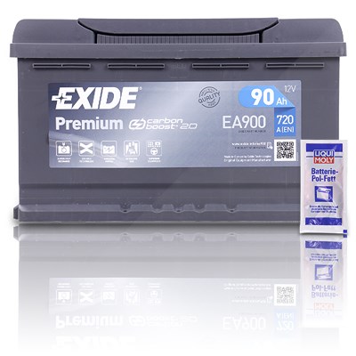 Exide EA900 Premium Carbon Boost 90Ah 720A+10g Pol-Fett [Hersteller-Nr. EA900] für Alfa Romeo, Audi, BMW, Cadillac, Chevrolet, Chrysler, Dodge, Fiat, von Exide