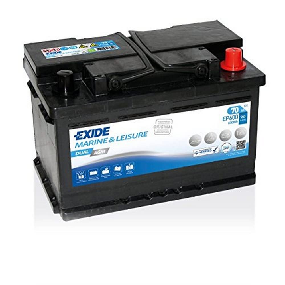 Exide EP600 Dual AGM Batterie, für Boote, 70 Ah von Exide