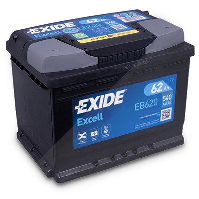 Exide Excell EB620 Starterbatterie 62Ah 540A [Hersteller-Nr. EB620] für Abarth, Alfa Romeo, Alpina, Audi, Austin, Bentley, BMW, Chery, Chevrolet, Chry von Exide