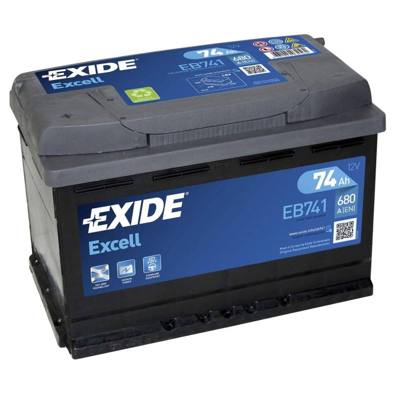 Exide Excell EB741 74Ah Autobatterie wartungsfrei (einbaufertig) von Exide