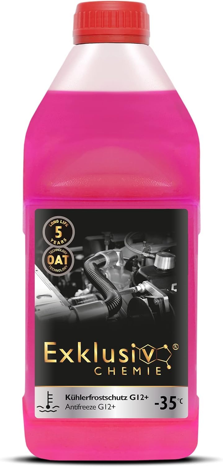 Exklusiv Chemie G12+ Kühlerfrostschutz bis -35° - 1000ml - 5 Jahre | Kühlflüssigkeit Auto | G12 Kühlmittel Auto Pink | Gebrauchsfertig | Langlebiger Schutz von Exklusiv Chemie