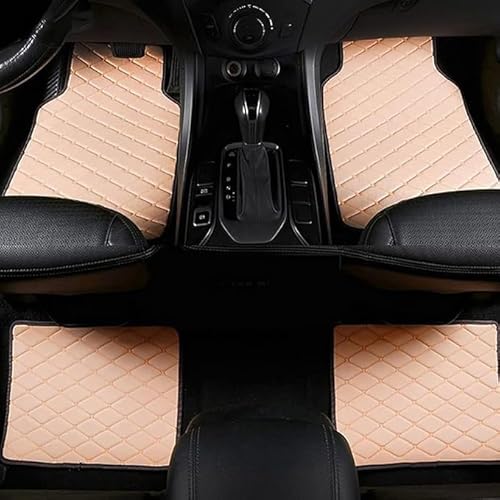 Auto Fußmatten Teppich Leder Auto Bodenmatte Auto-Schützen Zubehör Für Skoda Kamiq 2018-2024, Auto Fußraummatten,A/Beige von ExquiBea