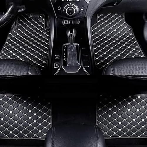 Auto Fußmatten Teppich Leder Auto Bodenmatte Auto-Schützen Zubehör Für Smart fortwo 2014-2020 W453, Auto Fußraummatten,C/Black-White von ExquiBea