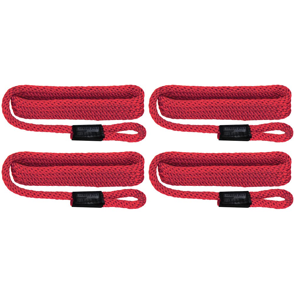 Extreme Max 3006.3366 BoatTector Solid Braid MFP Fender Line Value Value Value 4-Pack – 9,5 cm x 1,5 m, Rot von Extreme Max