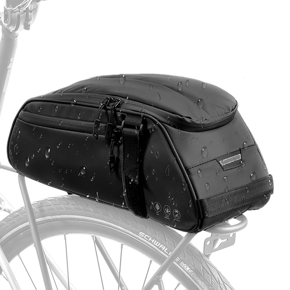 Eyein Rückentasche für Fahrrad, wasserdicht, reflektierend, Pannier, Rücksitztasche, Aufbewahrungstasche, 8 l, mehrere Taschen für Radsport, mit Lichtband auf der Rückseite von Eyein