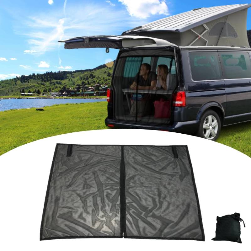 Auto Heckklappe Fliegengitter für VW T6, Magnetische Auto Hintertür Sonnenschutz Insektennetz Moskitonetz Mesh Bildschirm Auto Anti-Moskito Net Mit Doppelreißverschluss für VW T6 (Verbesserter) von Eysbiy