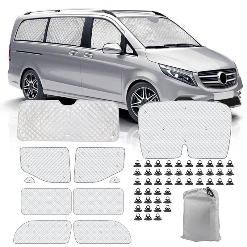 Eysbiy 10-Stück Sonnenschutz Frontscheibe Innen für Mercedes-Benz V-Klasse III W447（LWB） 2014-2022, Auto Frontscheibenabdeckung für Frontscheibe Internes Thermorollo Set mit Aufbewahrungstasche von Eysbiy