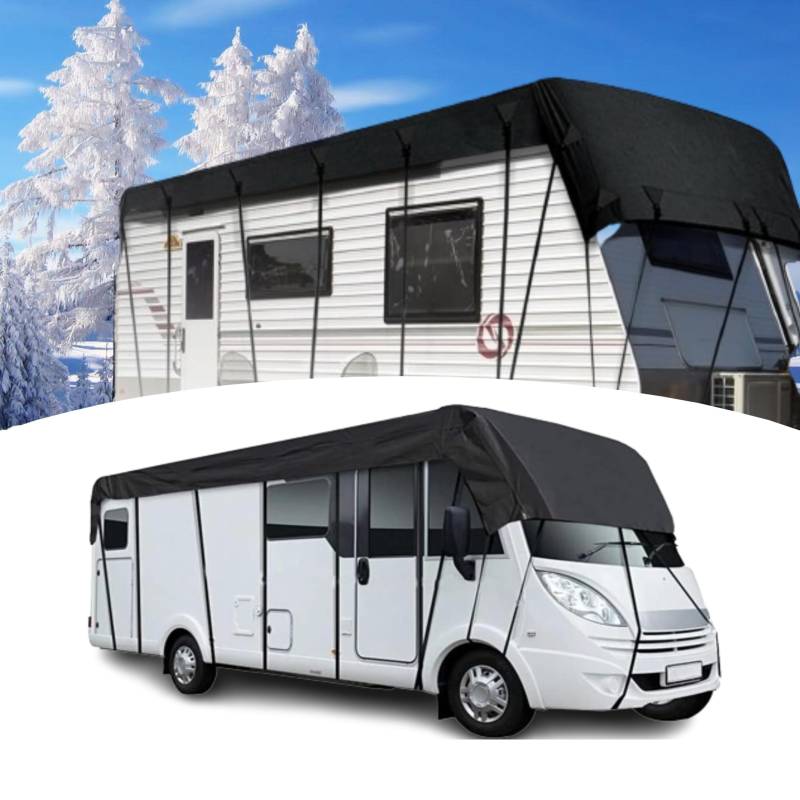 Wohnmobil Schutzdach Abdeckung, 8,5 x 3 m / 334,65 "x 118,11" 210D Oxford-Stoff Wohnwagen Schutzhülle Wasserdicht Winddicht Regenfest Sonnenbeständig Wohnwagen Abdeckplane RV Dachschutzplane von Eysbiy