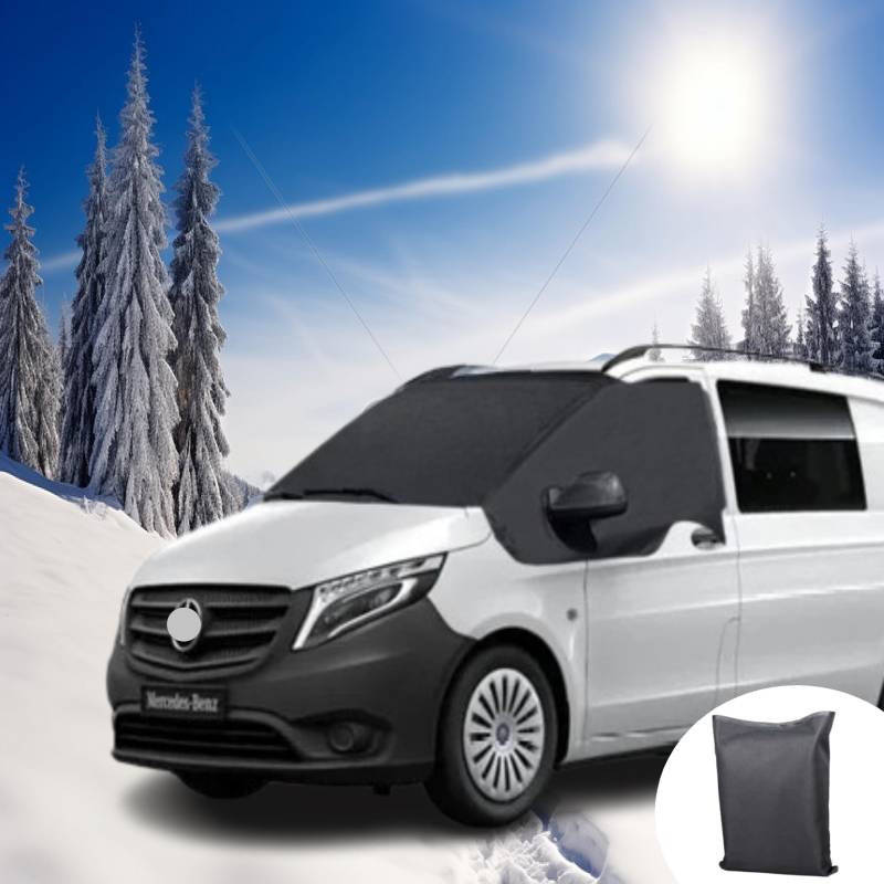 Wohnmobil Windschutzscheiben Abdeckung Ersatz für Mercedes-Benz Vito III W447 2014-2024, 600D Oxford Tuch Frontscheibe Wrap Cover Wasserdicht Anti-Eis Schnee Auto Frostabdeckung Sonnenschutz Abdeckung von Eysbiy