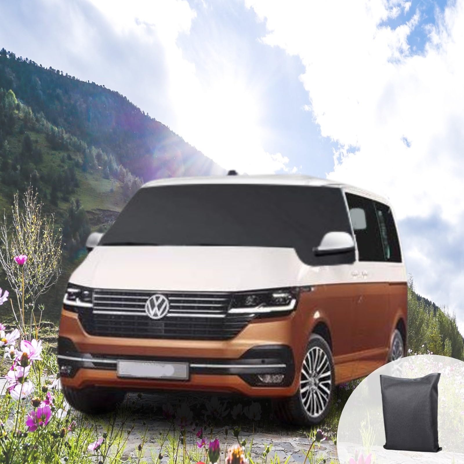 Wohnmobil Windschutzscheiben Abdeckung Ersatz für VW T6/T7, Ultra-Dick 600D Oxford Tuch Frontscheibenabdeckung Auto Sonnenschutz Wasserdicht Anti-EIS Schnee Frostabdeckung Abdeckung von Eysbiy