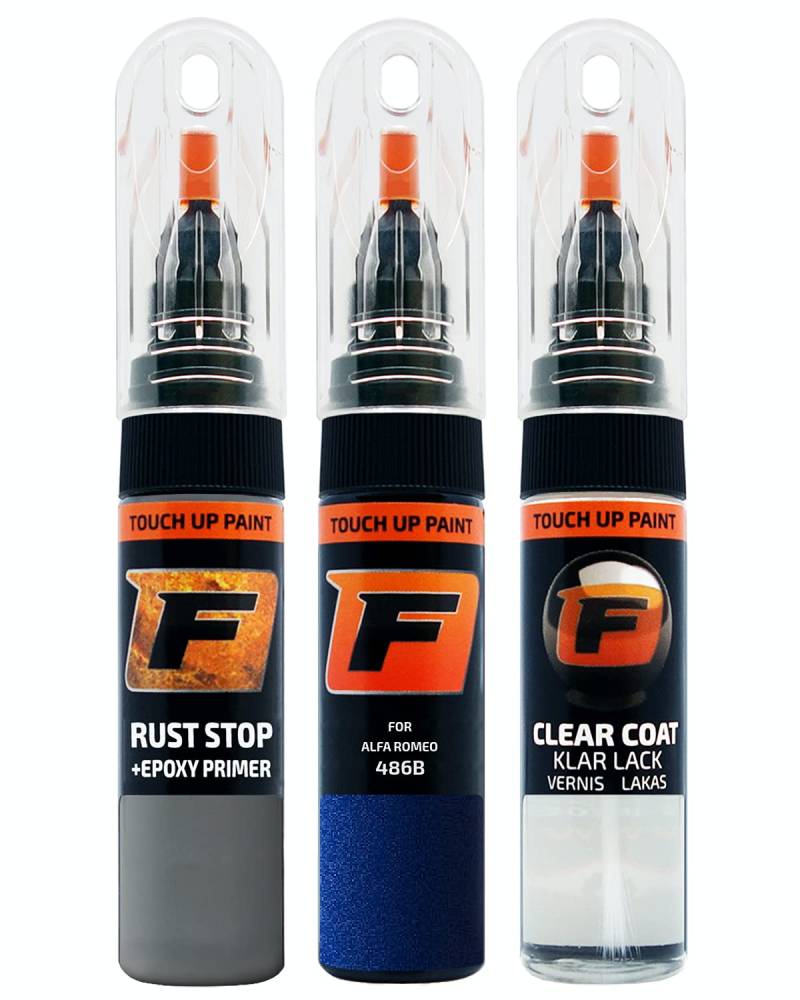 FIRANTO Lackstift Autolack Reparaturset für Alfa Romeo 486/B Blu Anodizzato - 3-in-1 Autolack Kratzer Reparaturstift 15ml Grundierung, Klarlack von F FIRANTO