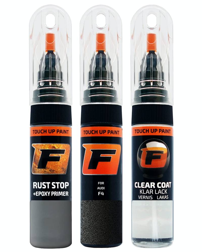 FIRANTO Lackstift Autolack Reparaturset für Audi F4 Vesuvgrau - 3-in-1 Autolack Kratzer Reparaturstift 15ml Grundierung, Klarlack von F FIRANTO