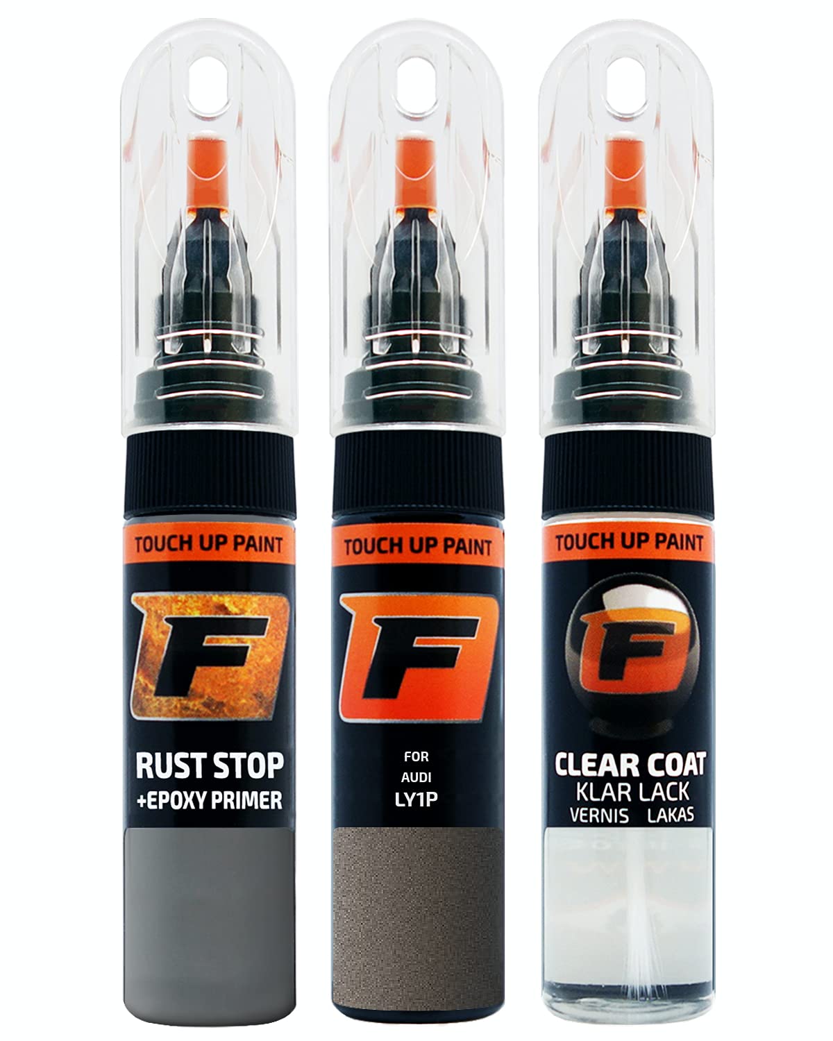 FIRANTO Lackstift Autolack Reparaturset für Audi LY1P Dakotagrau - 3-in-1 Autolack Kratzer Reparaturstift 15ml Grundierung, Klarlack von F FIRANTO