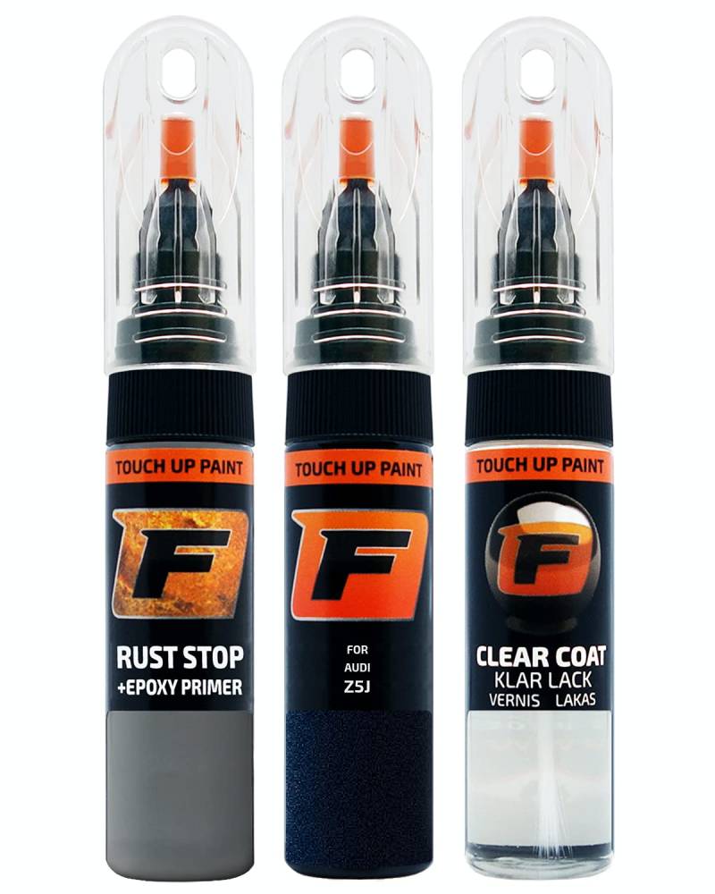 FIRANTO Lackstift Autolack Reparaturset für Audi Z5J Moroblau - 3-in-1 Autolack Kratzer Reparaturstift 15ml Grundierung, Klarlack von F FIRANTO