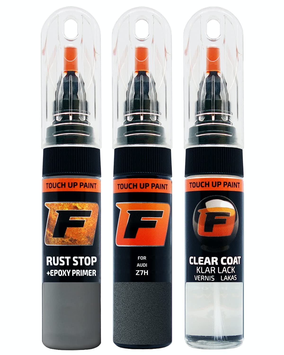 FIRANTO Lackstift Autolack Reparaturset für Audi Z7H Meteorgrau - 3-in-1 Autolack Kratzer Reparaturstift 15ml Grundierung, Klarlack von F FIRANTO