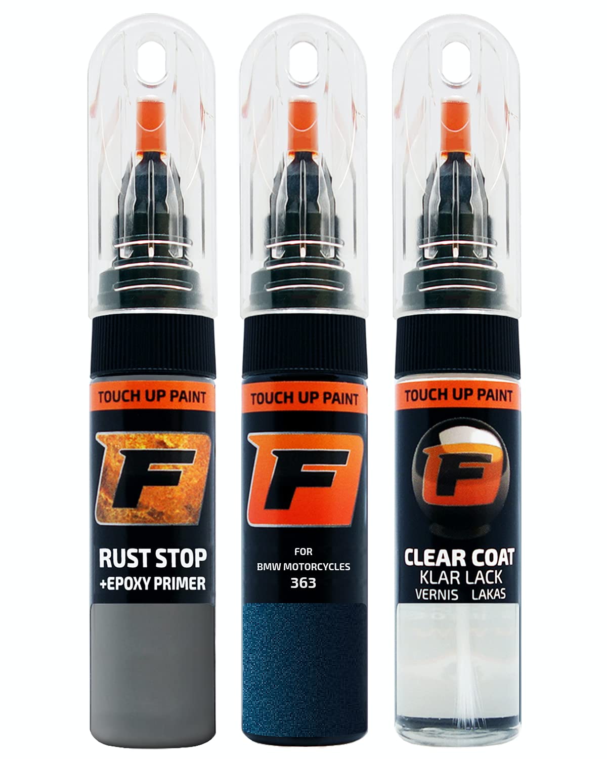 FIRANTO Lackstift Autolack Reparaturset für Bmw Motorcycles 363 Biarritz Blue - 3-in-1 Autolack Kratzer Reparaturstift 15ml Grundierung, Klarlack von F FIRANTO