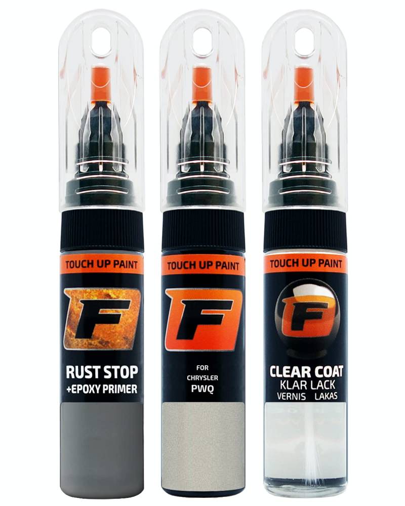 FIRANTO Lackstift Autolack Reparaturset für Chrysler PWQ Pearl White - 3-in-1 Autolack Kratzer Reparaturstift 15ml Grundierung, Klarlack von F FIRANTO