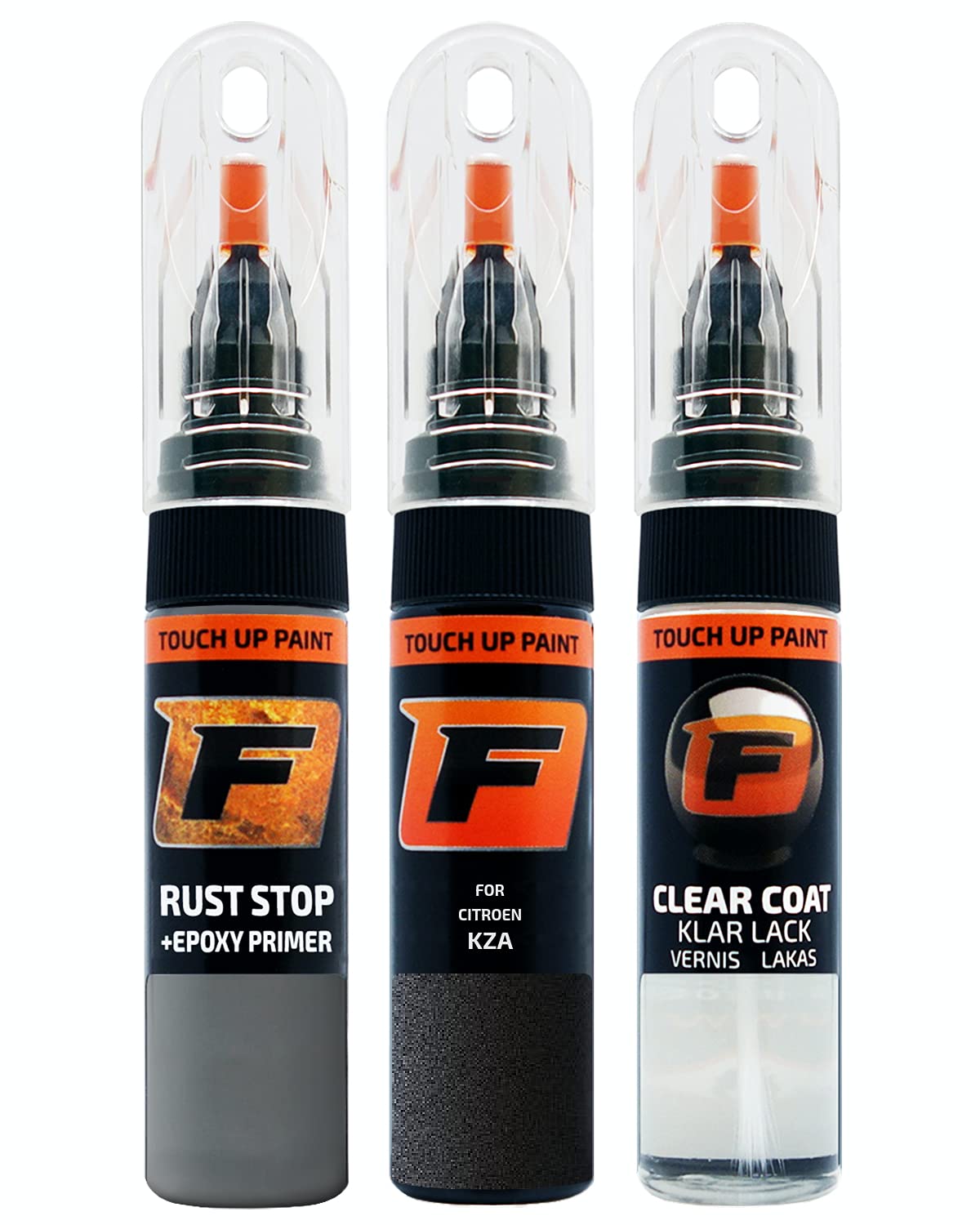 FIRANTO Lackstift Autolack Reparaturset für Citroen KZA Gris Graphito - 3-in-1 Autolack Kratzer Reparaturstift 15ml Grundierung, Klarlack von F FIRANTO