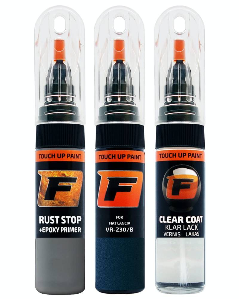 FIRANTO Lackstift Autolack Reparaturset für Fiat Lancia VR-230/B Peackok - 3-in-1 Autolack Kratzer Reparaturstift 15ml Grundierung, Klarlack von F FIRANTO