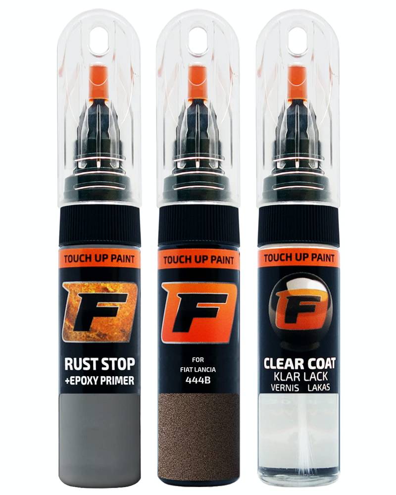 FIRANTO Lackstift Autolack Reparaturset für Fiat Lancia 444/B Bronzo Magnetico/khave - 3-in-1 Autolack Kratzer Reparaturstift 15ml Grundierung, Klarlack von F FIRANTO