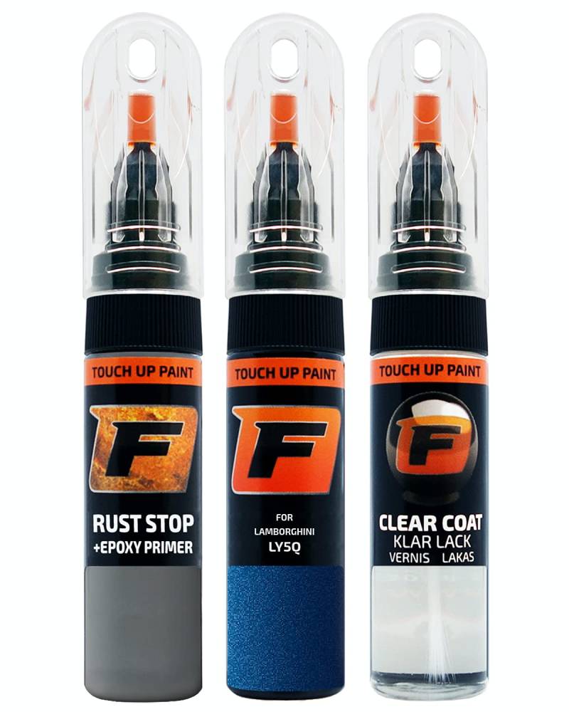 FIRANTO Lackstift Autolack Reparaturset für Lamborghini LY5Q Blu Caelum - 3-in-1 Autolack Kratzer Reparaturstift 15ml Grundierung, Klarlack von F FIRANTO