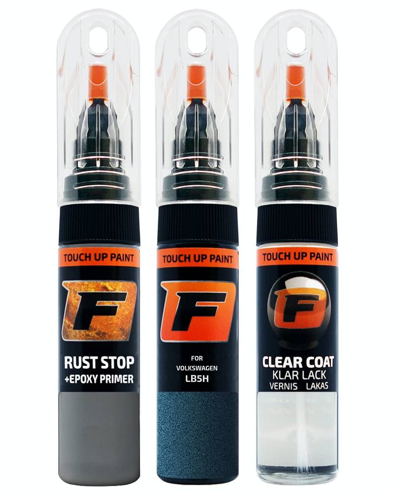 FIRANTO Lackstift Autolack Reparaturset für VW/Volkswagen LB5H Hudson Bay Blue - 3-in-1 Autolack Kratzer Reparaturstift 15ml Grundierung, Klarlack von F FIRANTO