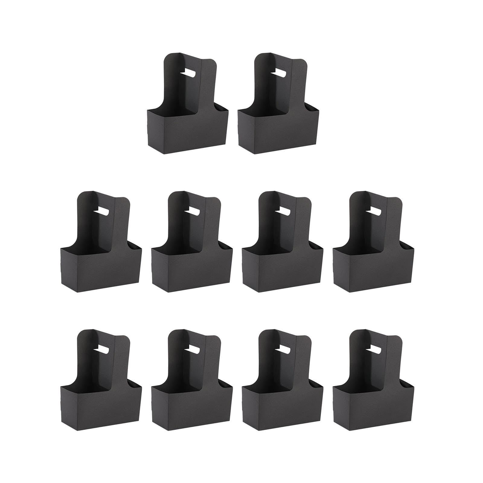 F Fityle 10Pcs Tassen Getränketräger mit Griff, Papier Getränkehalter Faltbar für 2 Flaschen, Drink Carrier with Handle für heiße und kalte Tassen Getränke, Takeout, Café und Restaurant, Schwarz von F Fityle