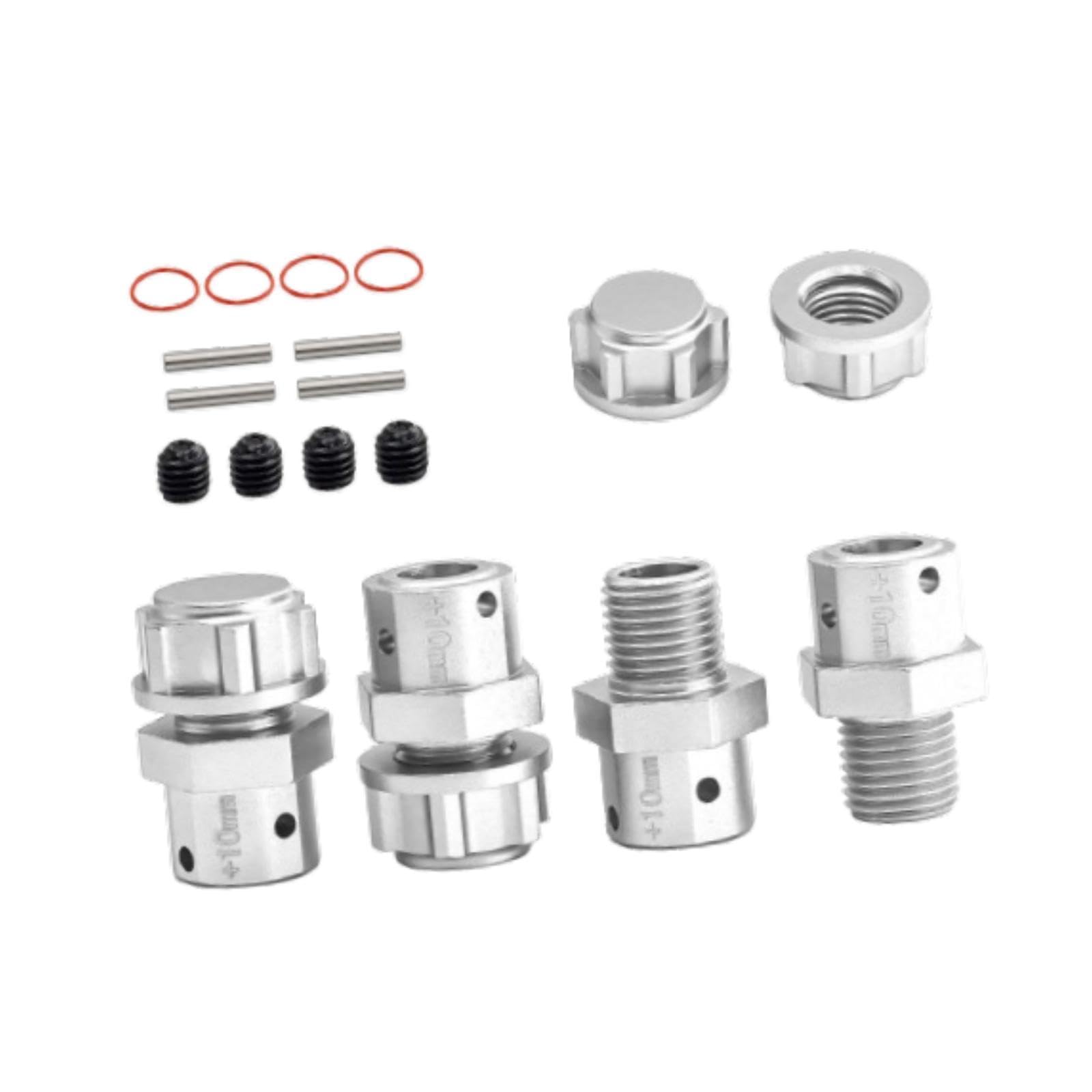 F Fityle 4X 1/8 1/7 RC Autokupplung Ersatzteil Verbreiterung Stecker DIY Modifiziertes Robustes Upgradeteil RC Autoteile für Hobbyauto, Silber von F Fityle