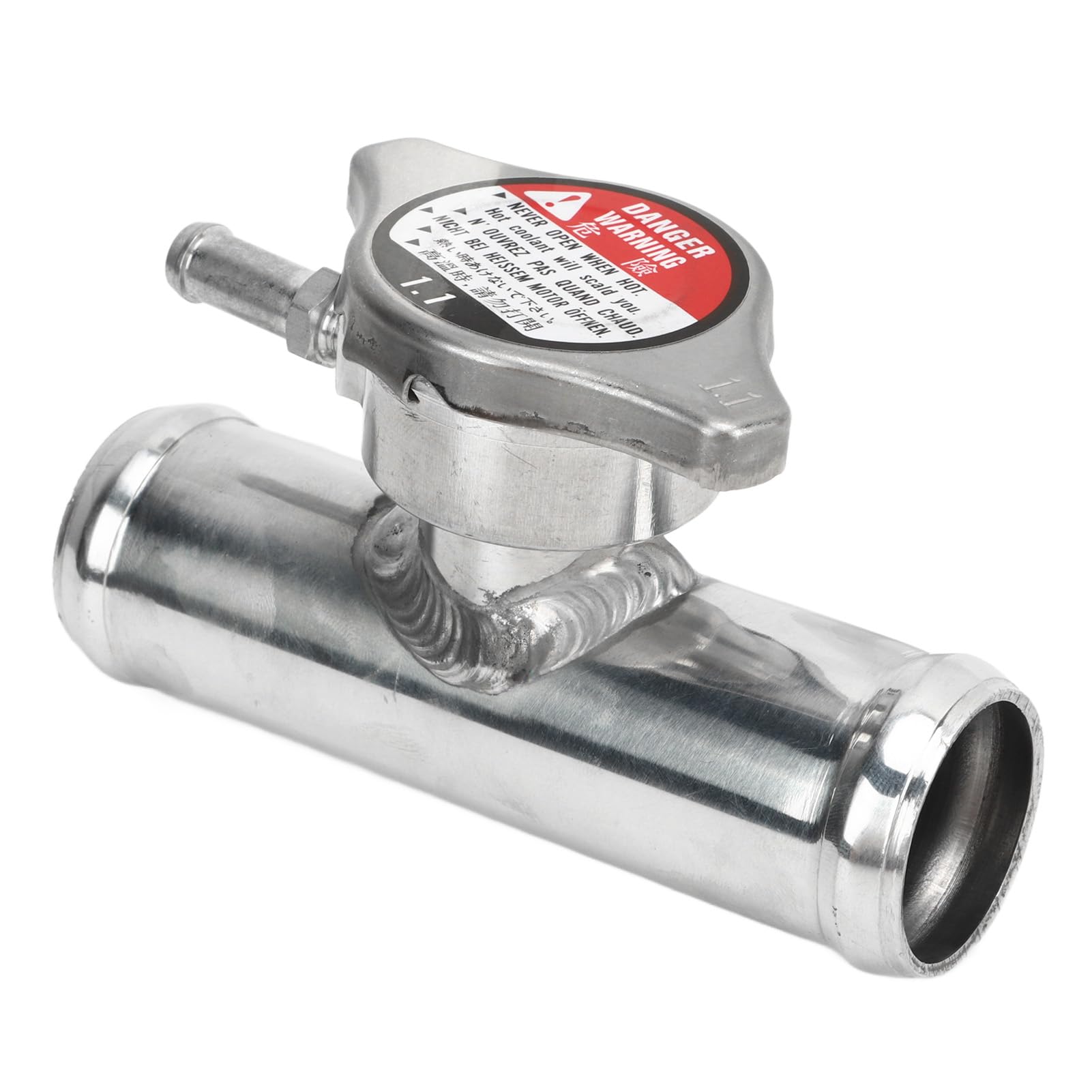 Inline -Kühlerschlauchfüllernacken - 16psi Cap, 32 mm, 1‑1/4in OD, T6061 Aluminium, poliert, für Autokühlsysteme von F&Y