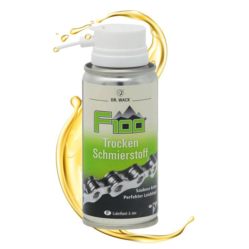 DR. WACK F100 Trocken Schmierstoff 100 ml - Kettenspray schmutz- & wasserabweisend - Schutz vor Korrosion & Verschleiß - Schmiermittel für alle Fahrräder - Hochwertige Fahrradpflege von DR. WACK