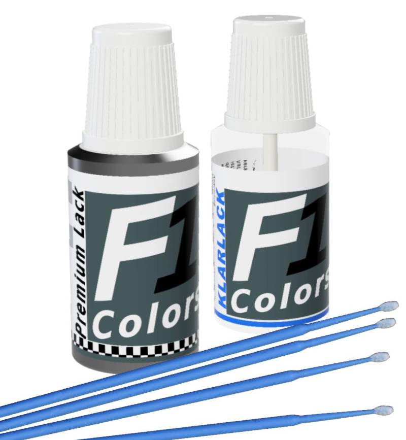 F1COLORS Lackstift Set für Skoda Anthracite Grey MET 9153 2x20ml inkl.6X Tupfer #132 von F1COLORS