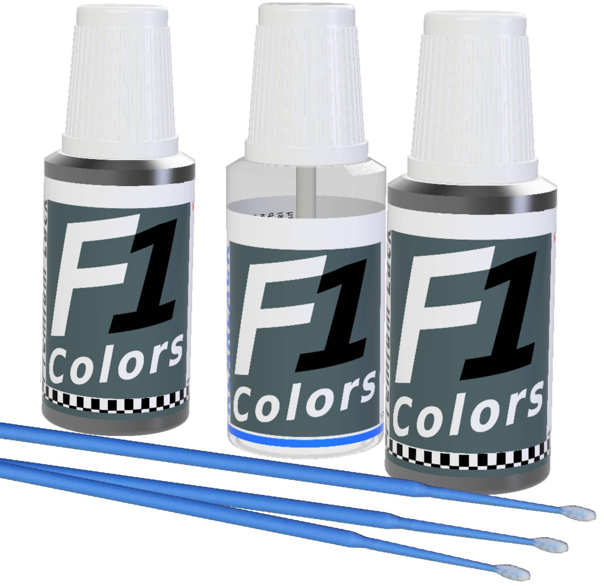 F1COLORS Lackstift Set für Skoda S9R Blanco Nevada Pearl 3x20ml inkl. 6X Tupfer #364 von F1COLORS