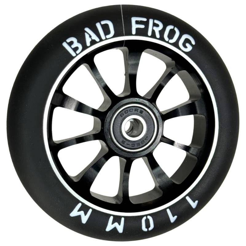 Bad Frog Stunt-Scooter Rolle Spoked 110mm PU Schwarz I Kinder I Trick I Tret I Roller I Wheel I Ersatzrad mit Kugellager Schwarz von F26