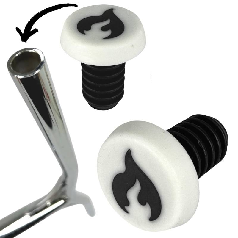 Chilli PRO Scooters Barends Plugs Stunt-Scooter Alu Bar Lenker Enden verschluss Stopfen (1 Paar) Weiss/Flame Logo schwarz von F26