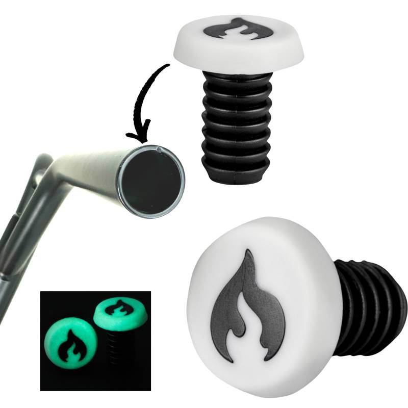 Chilli PRO Scooters Barends Plugs Stunt-Scooter Stahl & Titan Bar Lenker Enden verschluss Stopfen (1 Paar) Glow/Flame Logo schwarz von F26