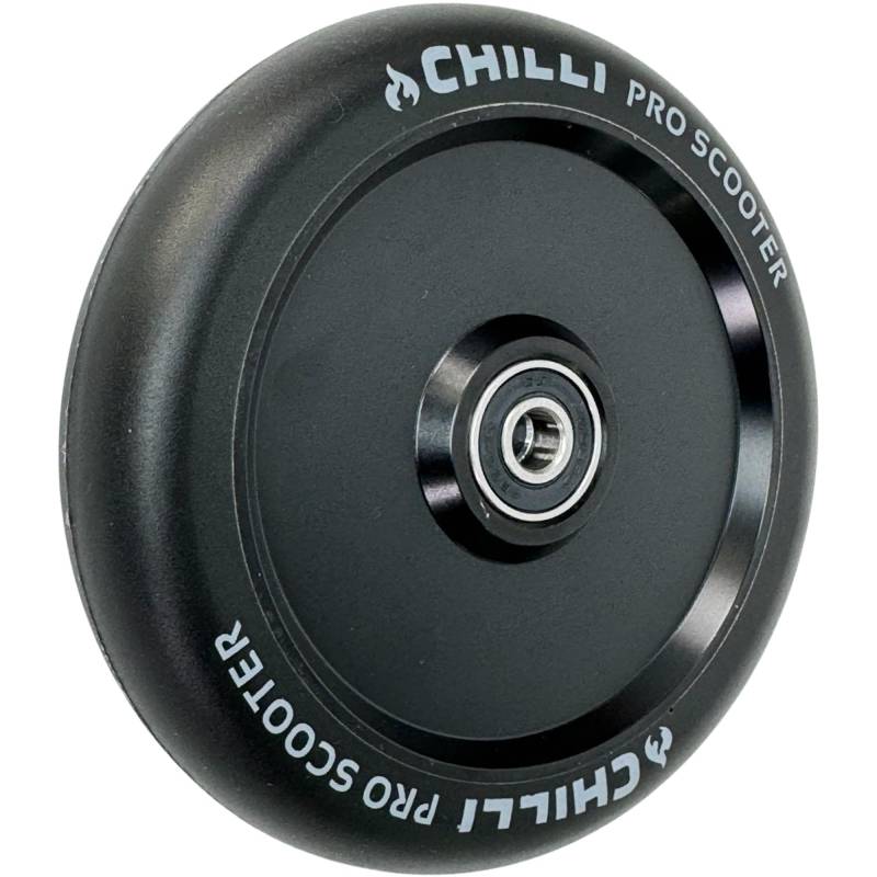 Chilli Pro Scooter Hollowcore Rolle Sondergrösse FAT 120 x 27mm I Rollstuhl Sport Lenkrollen I Hobby Bobbycar Downhill Racing Rennen I Street I Abec 9 Kugellager (Schwarz/Pu Schwarz) von F26