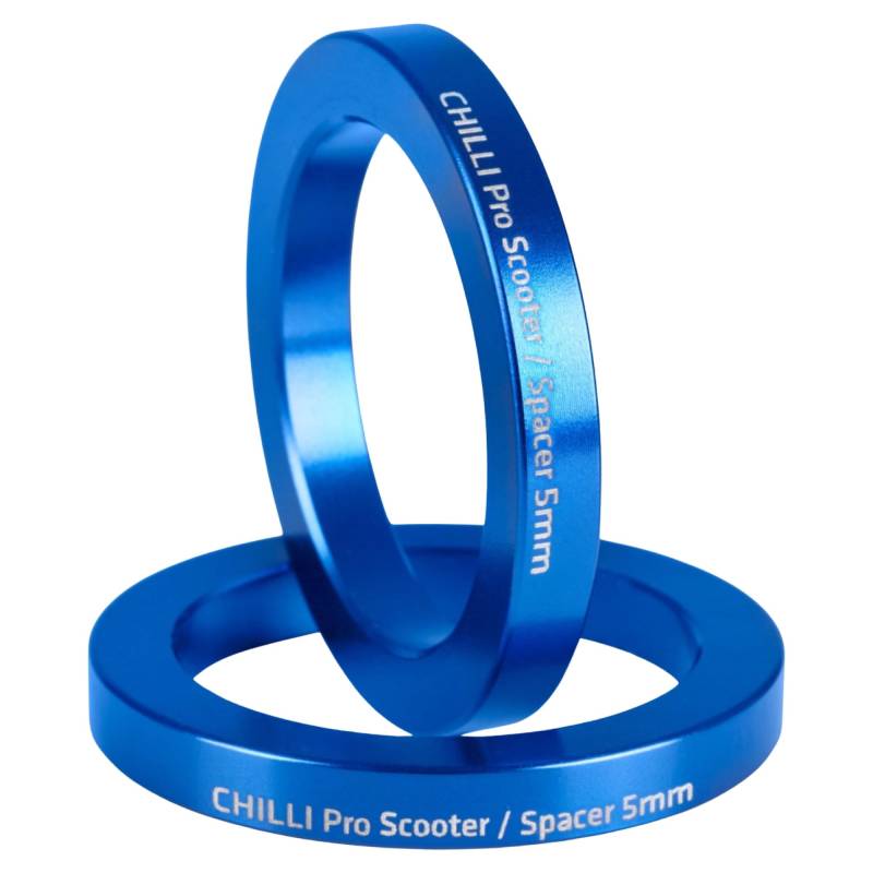 Chilli Pro Scooters Steuersatz SCS Vorbau 1-1/8" Ausgleichs Spacer Set 2 x 5mm Blau von F26