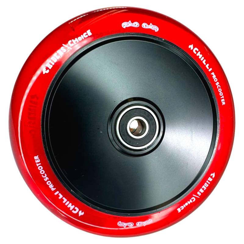 Chilli Pro Scooter Zero V2 Hollowcore Stunt-Scooter Ersatzrad Rolle 120mm I Trick I Tret I Roller I Wheel mit Kugellager Schwarz Pu Rot transparent von F26