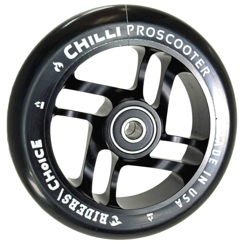 Chilli Pro Scooter Riders Choise Made in USA Stunt-Scooter Ersatzrad Rolle 110mm Trick I Tret I Roller I Wheel mit Kugellager Schwarz von F26