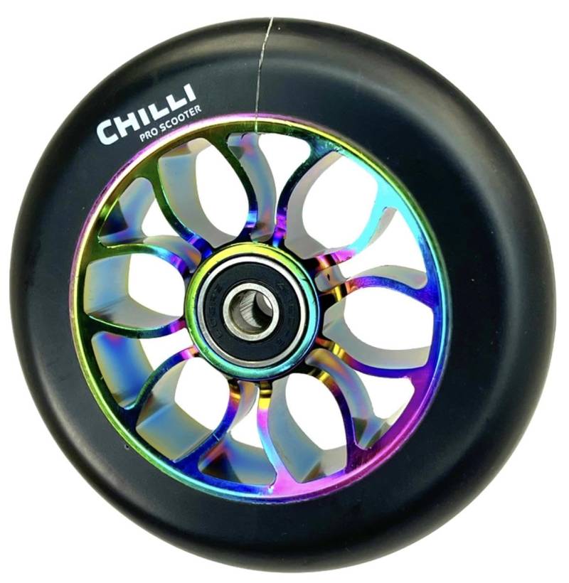 Chilli Pro Stunt-Scooter Rolle spoked Reaper Grim 110mm Neochrom/PU Schwarz von F26